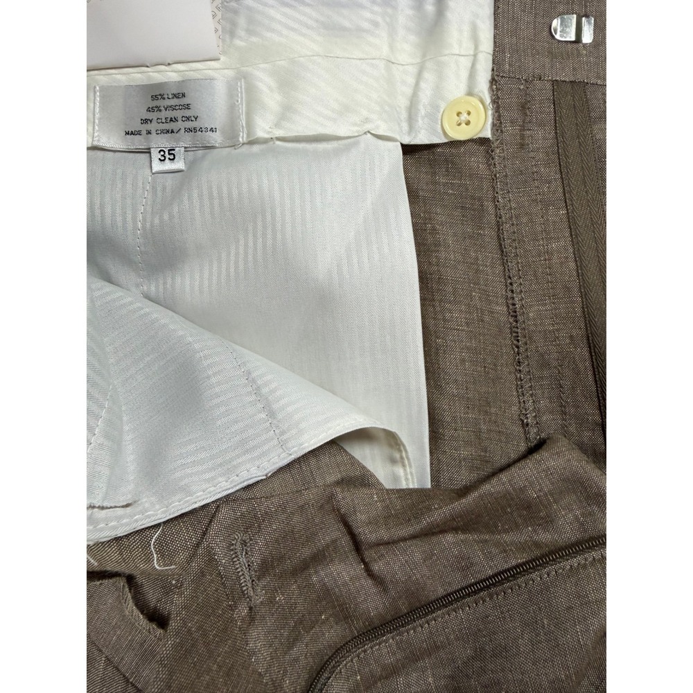 Louis Raphael Tailored Slim Fit Linen Viscose Wheat Brown Mens Shorts Size 35 - Picture 5 of 10